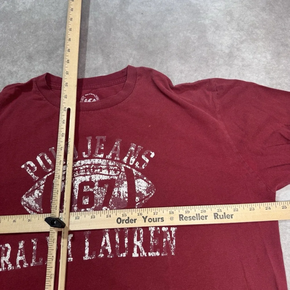 Polo Jeans Ralph Lauren 1967 Football Graphic Long Sleeve Shirt Mens L FLAW*